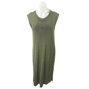 Nicole Miller Green Short Cap Sleeve Ribbed Knit Shift Tank Maxi Dress Size M